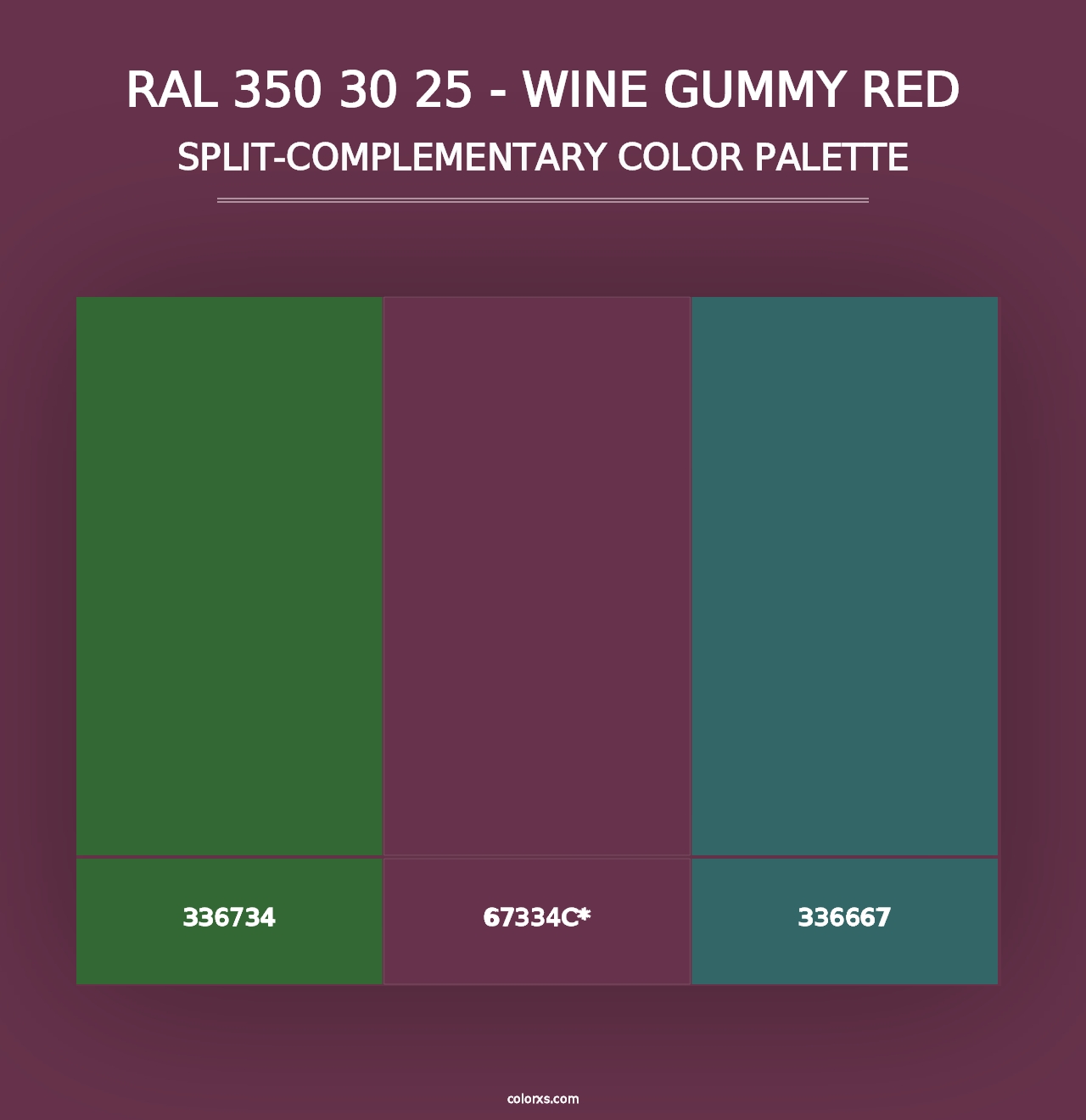 RAL 350 30 25 - Wine Gummy Red - Split-Complementary Color Palette