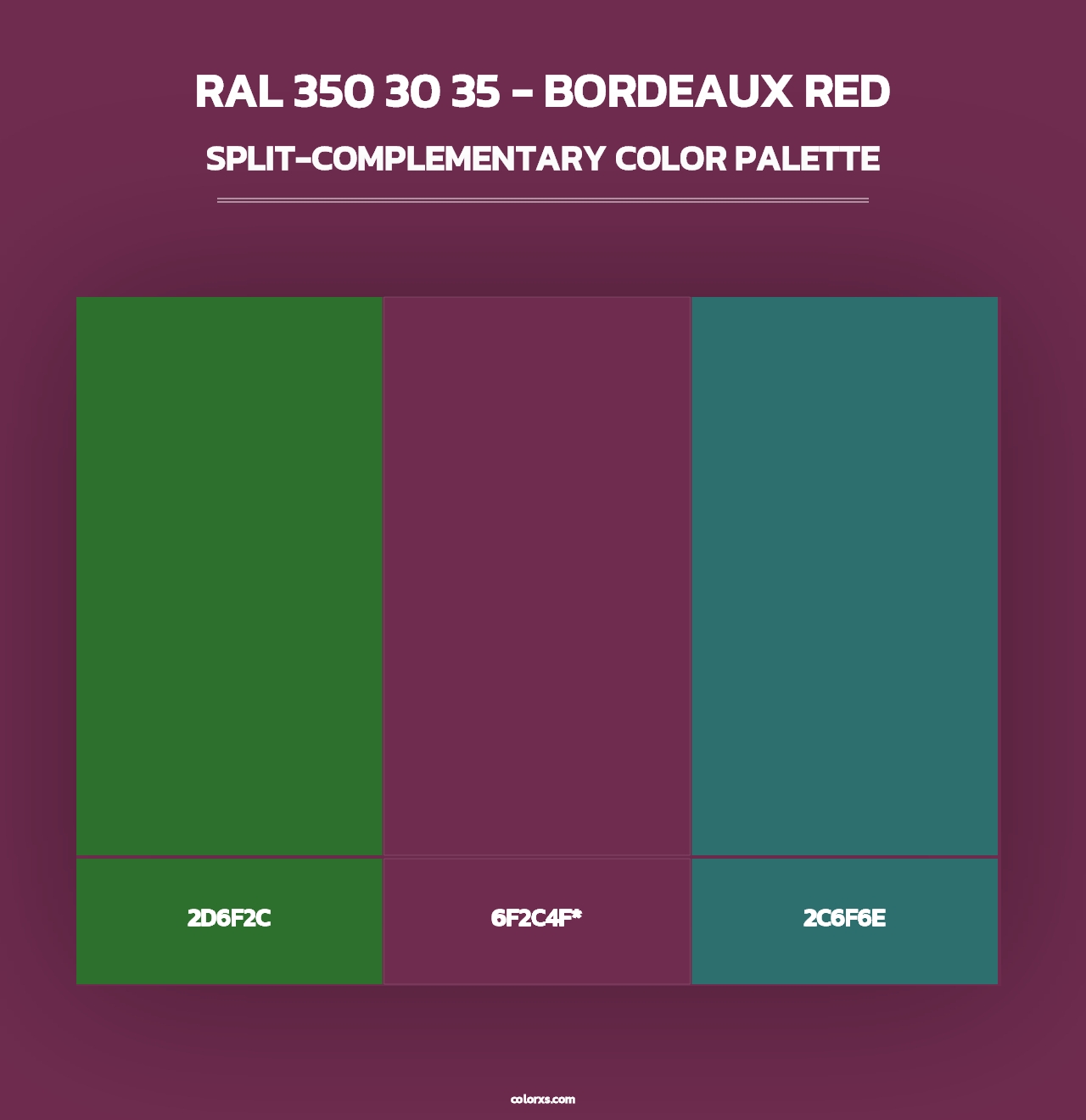 RAL 350 30 35 - Bordeaux Red - Split-Complementary Color Palette