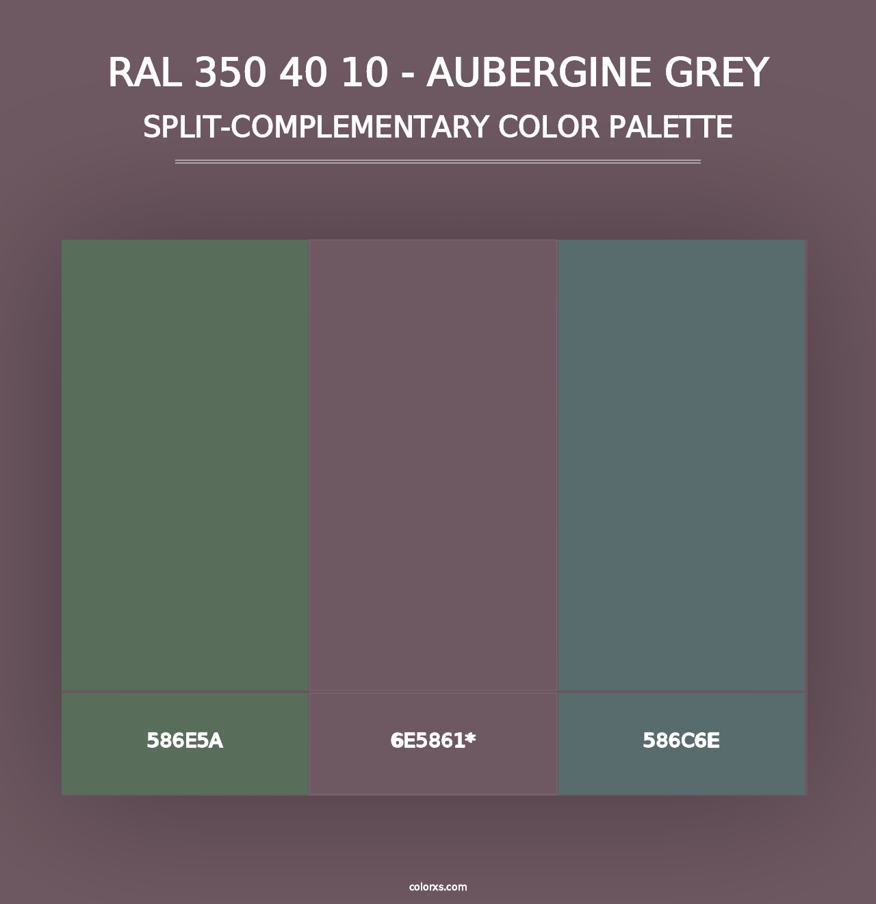 RAL 350 40 10 - Aubergine Grey - Split-Complementary Color Palette