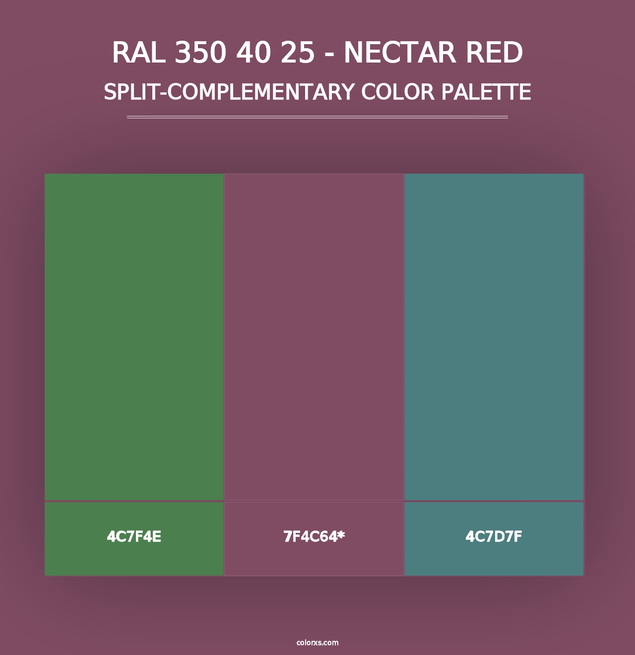 RAL 350 40 25 - Nectar Red - Split-Complementary Color Palette