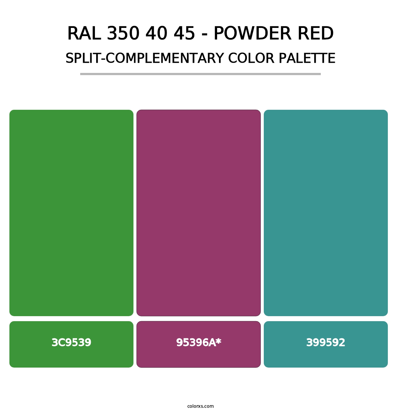 RAL 350 40 45 - Powder Red - Split-Complementary Color Palette