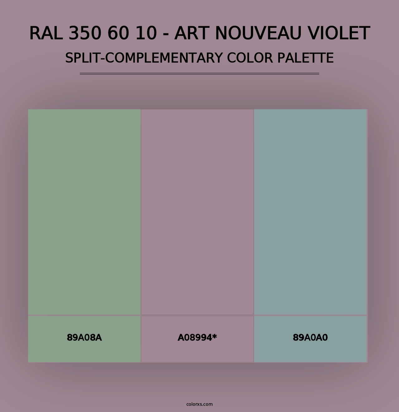 RAL 350 60 10 - Art Nouveau Violet - Split-Complementary Color Palette