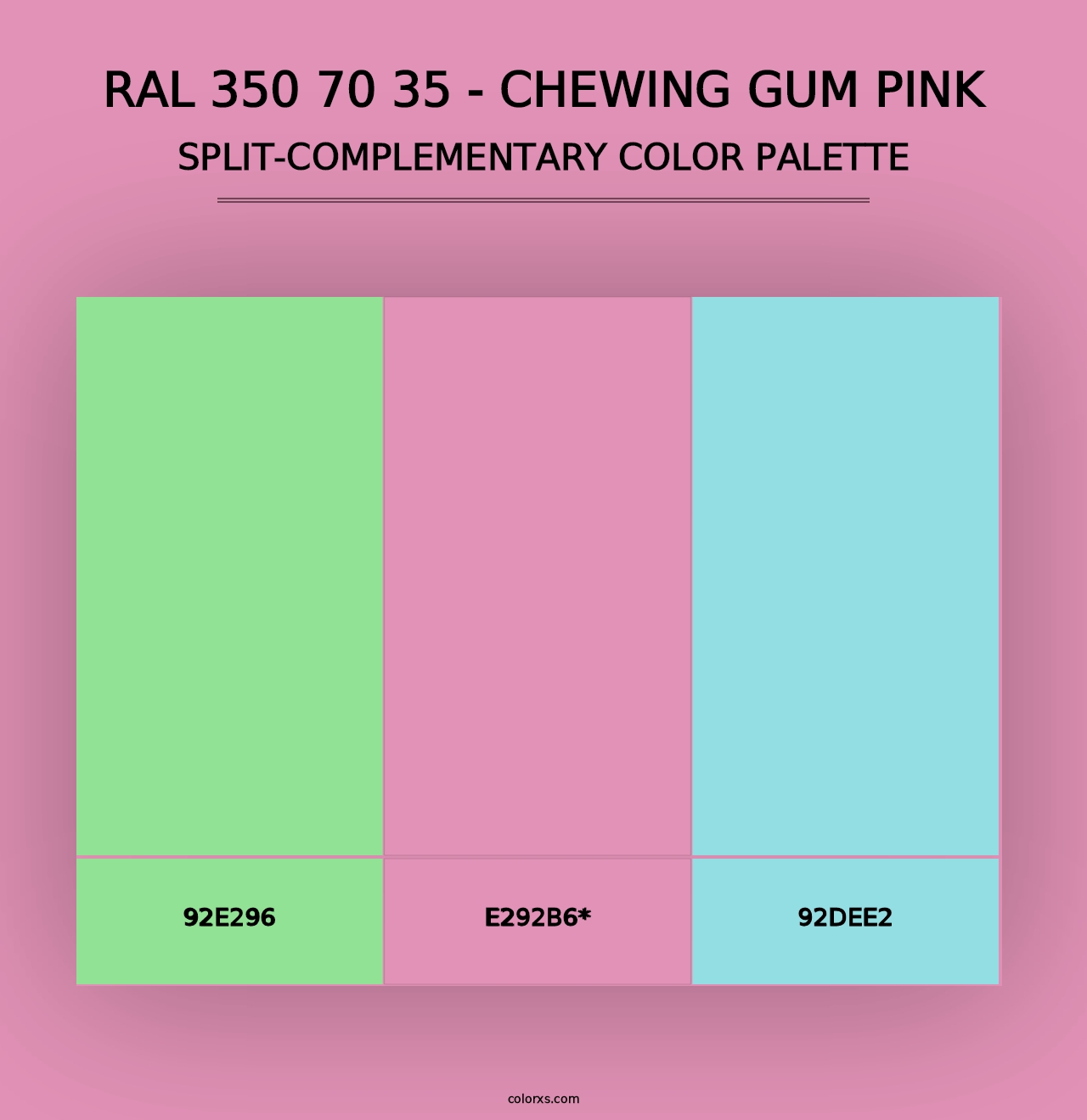 RAL 350 70 35 - Chewing Gum Pink - Split-Complementary Color Palette