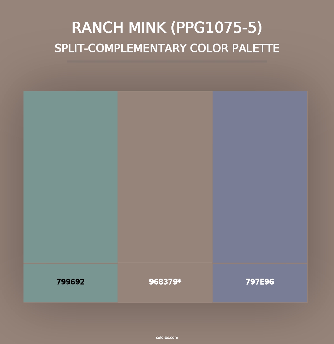 Ranch Mink (PPG1075-5) - Split-Complementary Color Palette