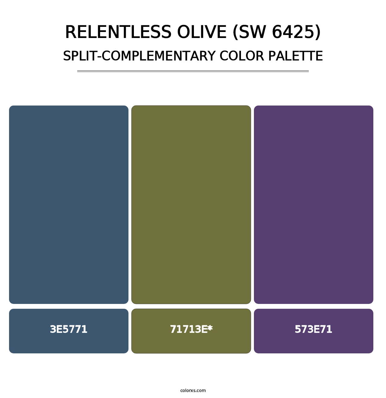 Relentless Olive (SW 6425) - Split-Complementary Color Palette