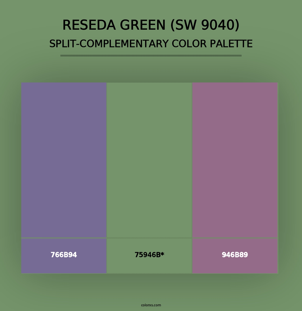 Reseda Green (SW 9040) - Split-Complementary Color Palette