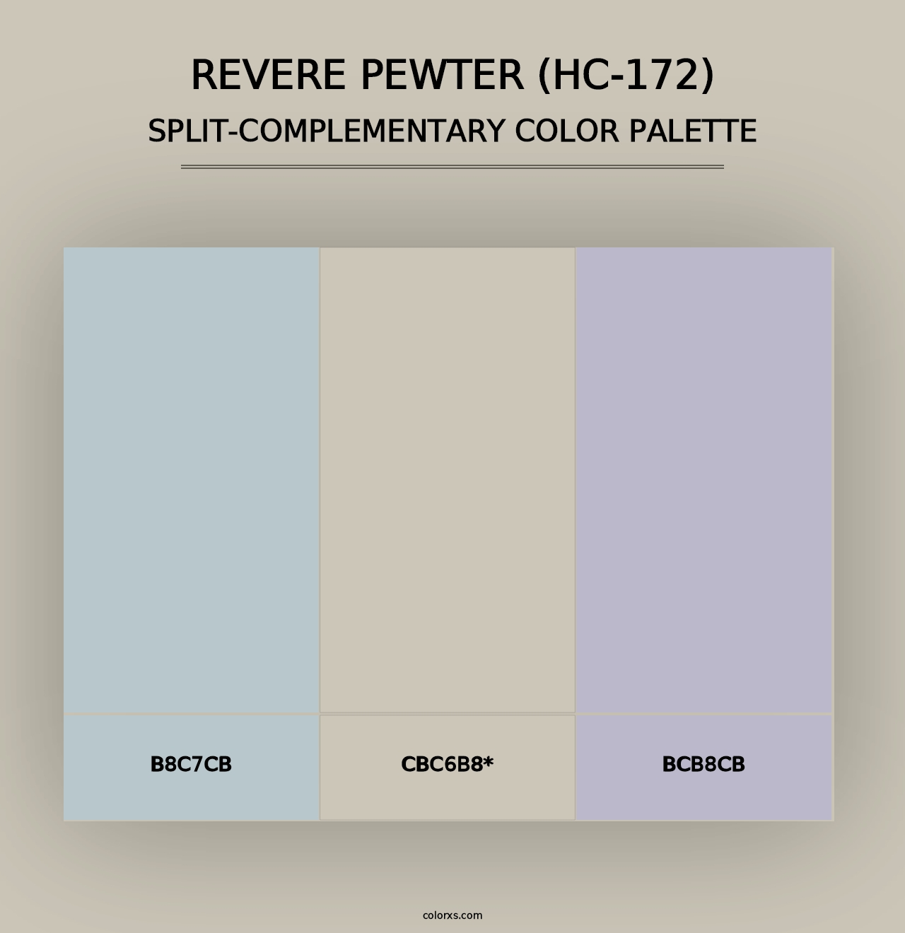 Revere Pewter (HC-172) - Split-Complementary Color Palette