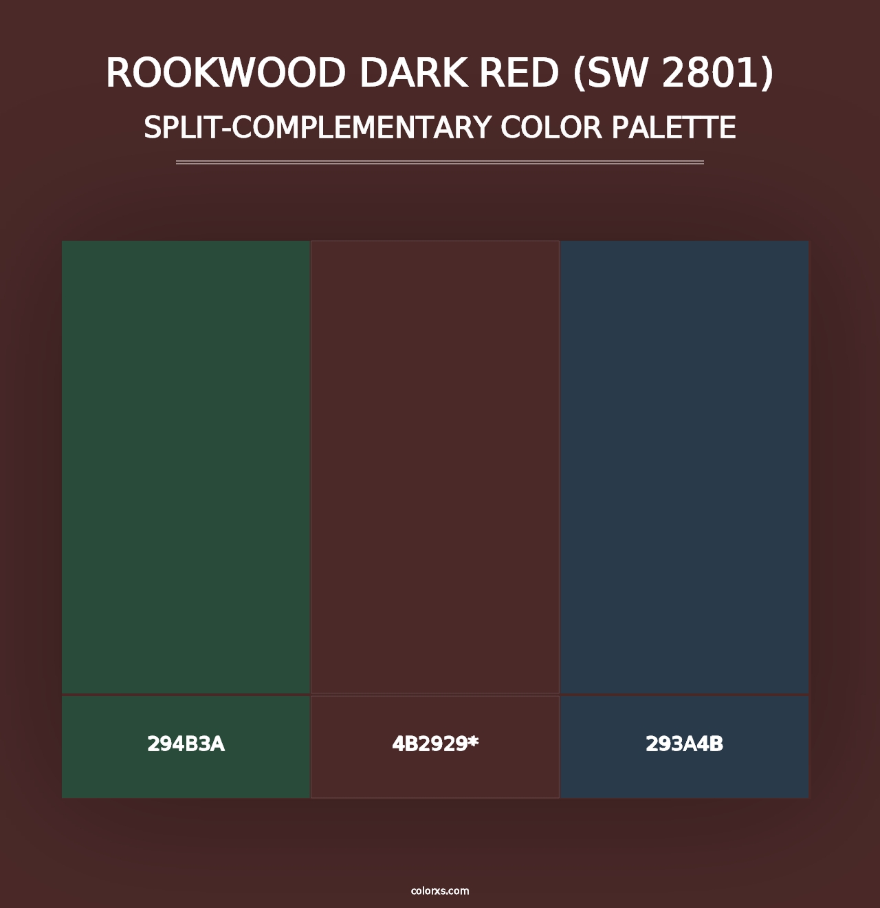 Rookwood Dark Red (SW 2801) - Split-Complementary Color Palette