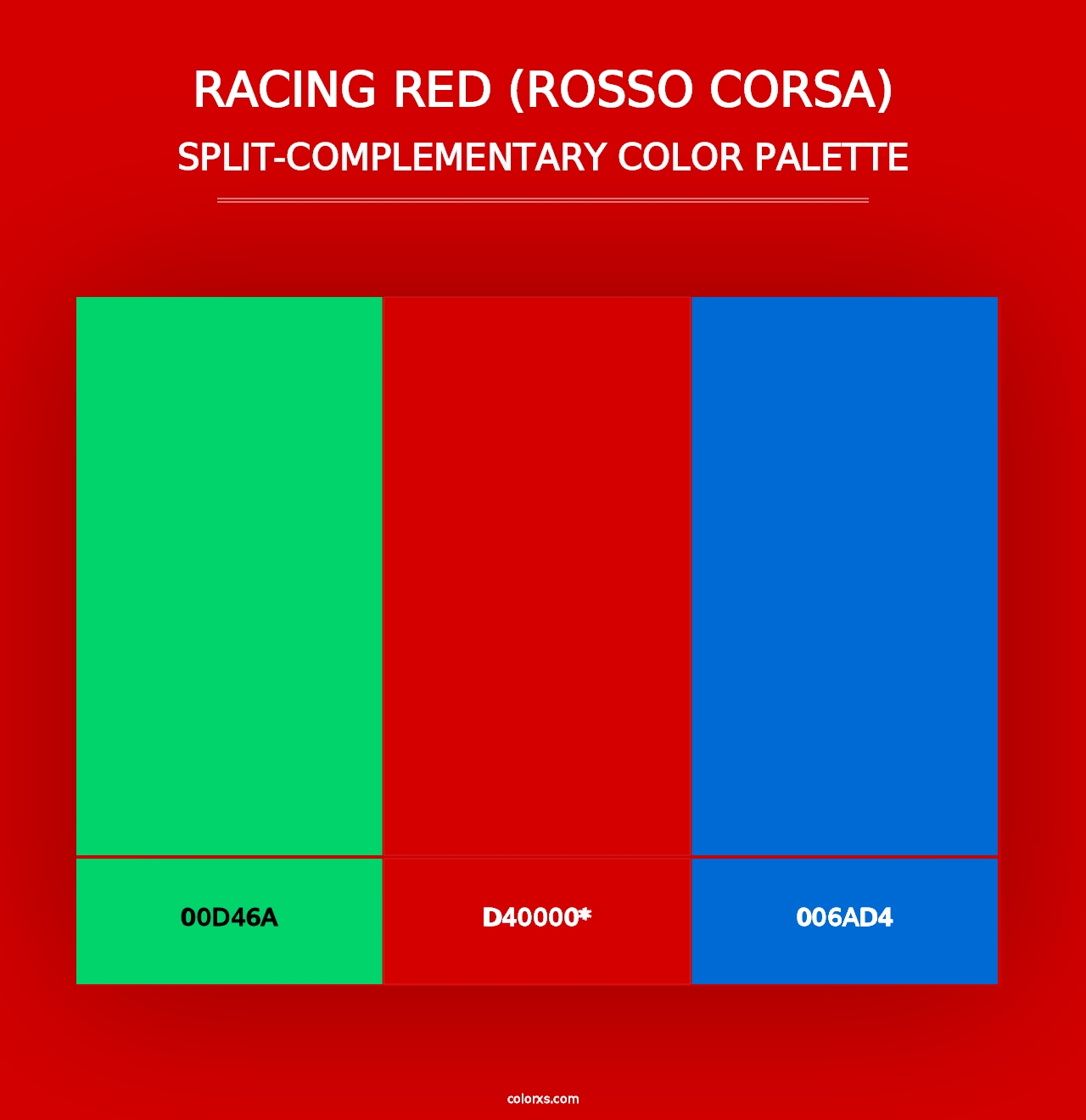 Racing Red (Rosso Corsa) - Split-Complementary Color Palette