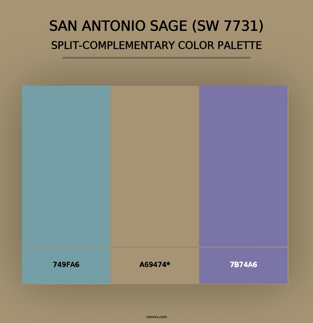 San Antonio Sage (SW 7731) - Split-Complementary Color Palette