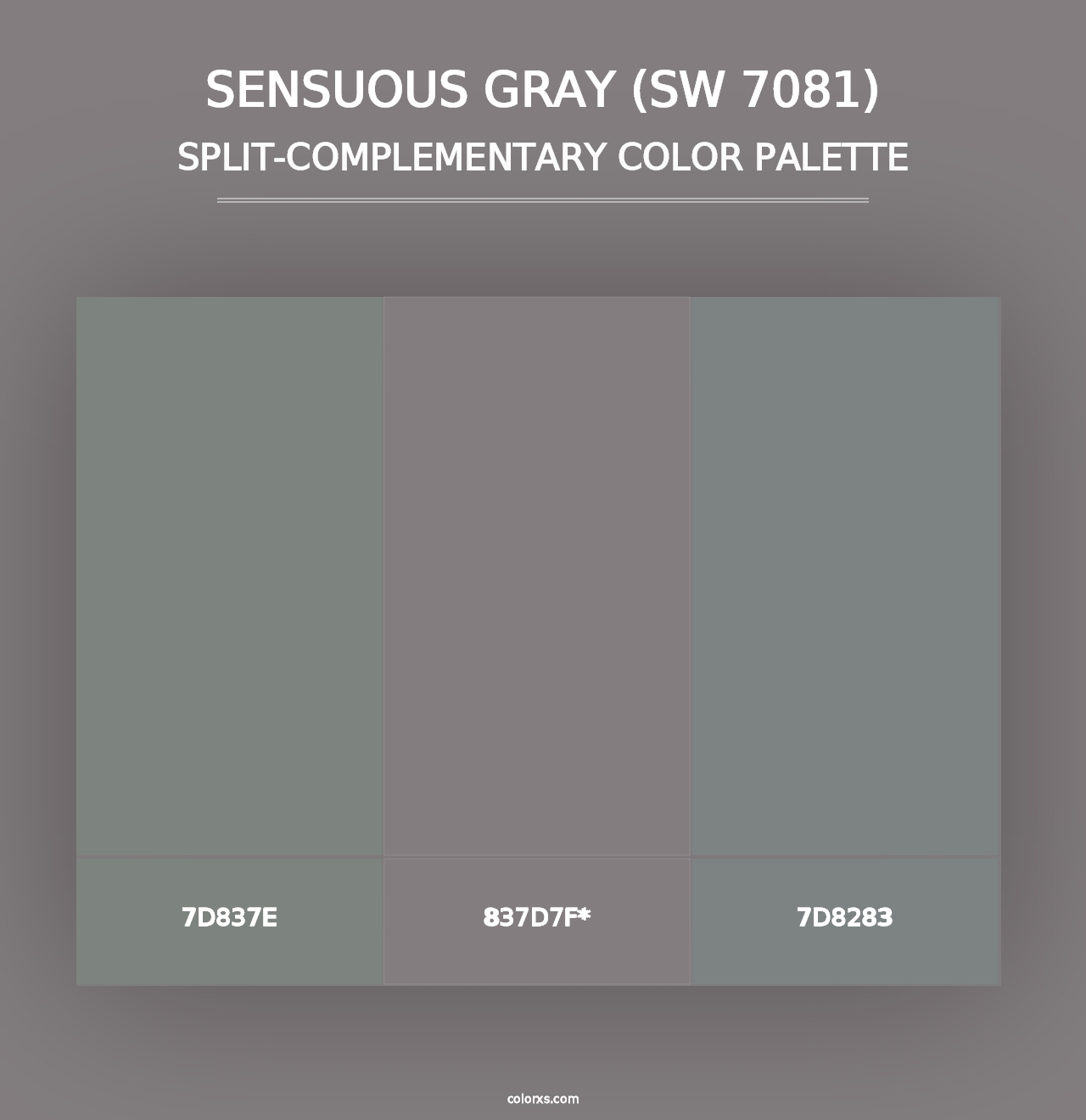 Sensuous Gray (SW 7081) - Split-Complementary Color Palette