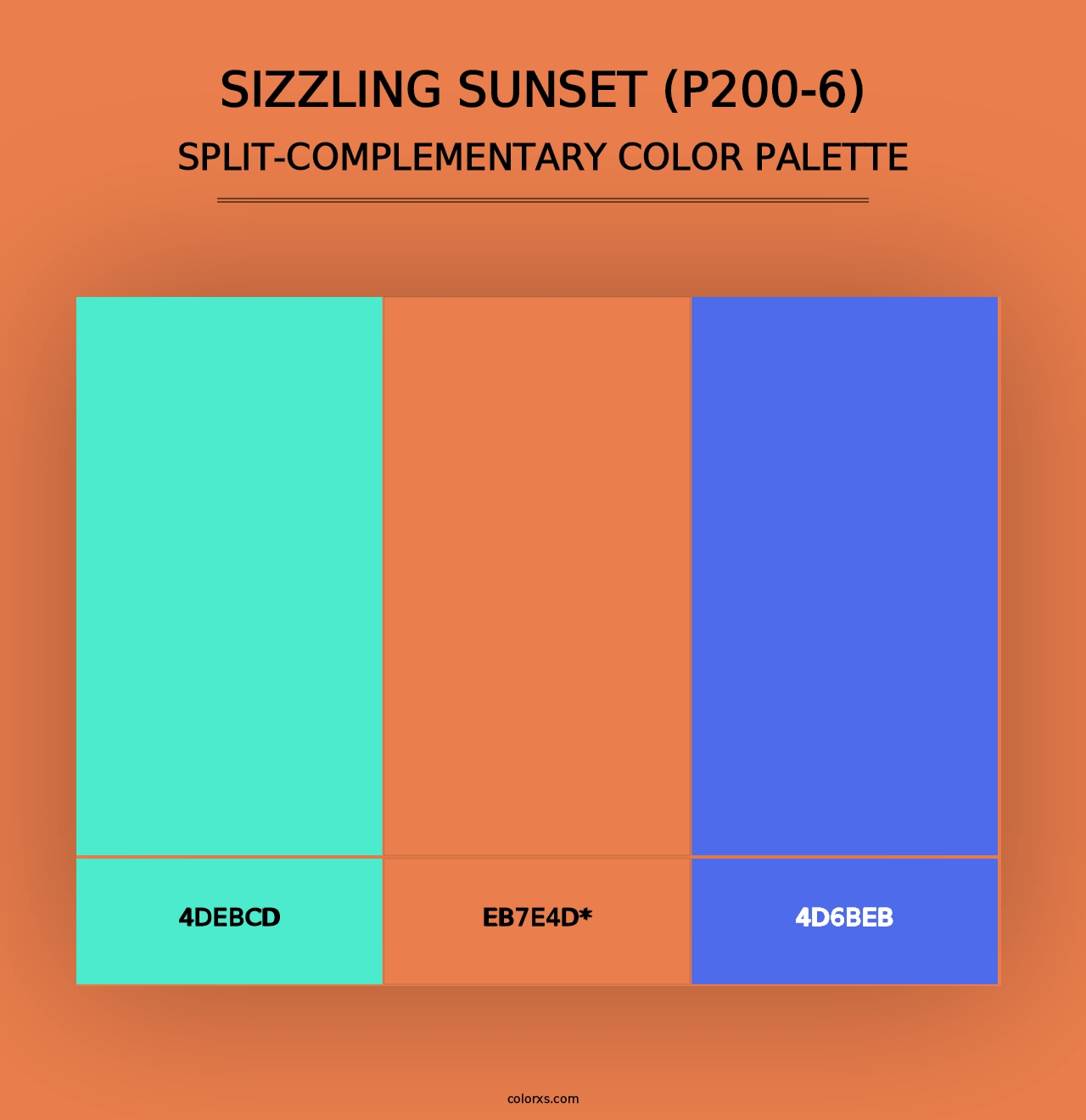 Sizzling Sunset (P200-6) - Split-Complementary Color Palette