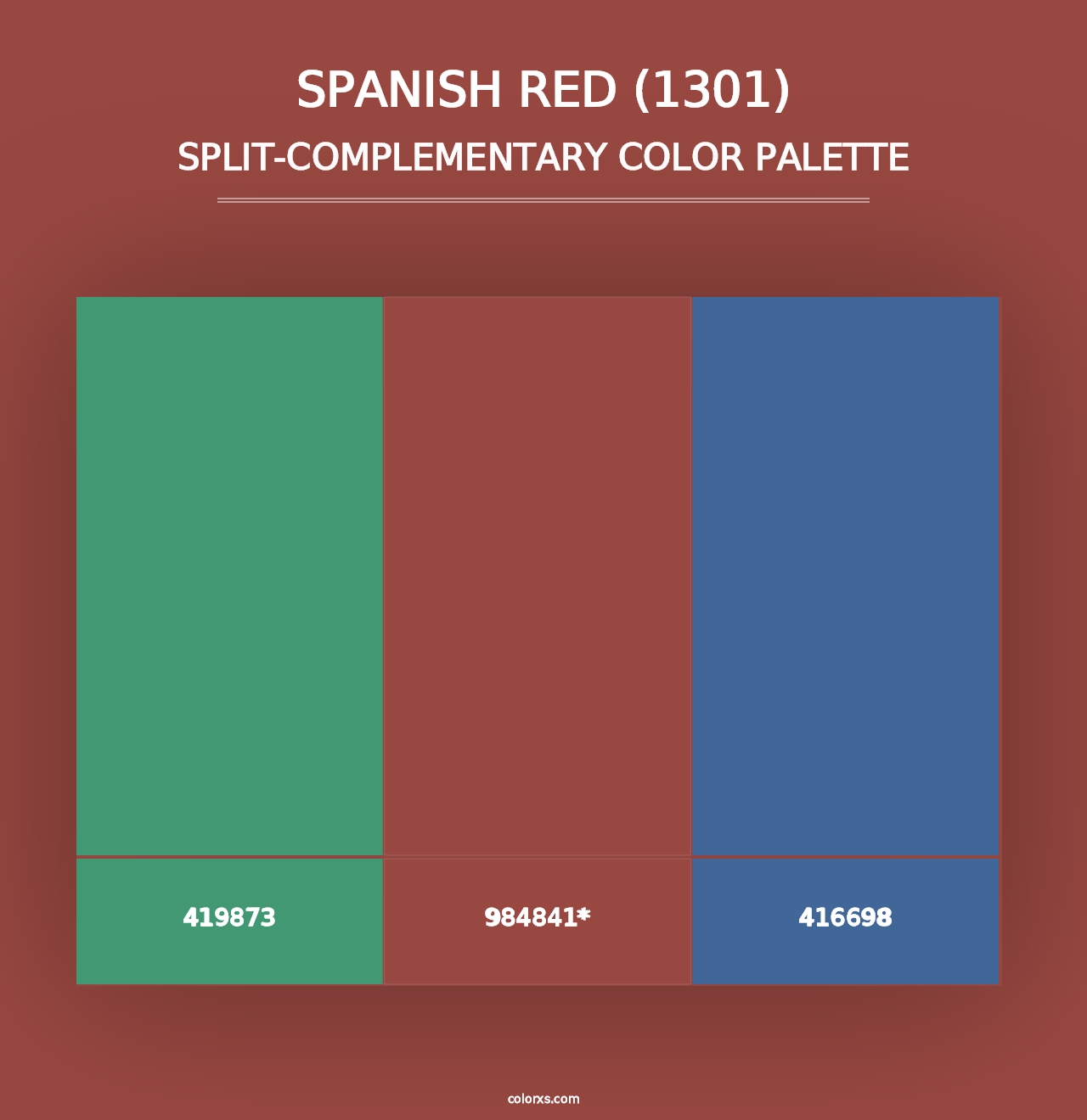 Spanish Red (1301) - Split-Complementary Color Palette