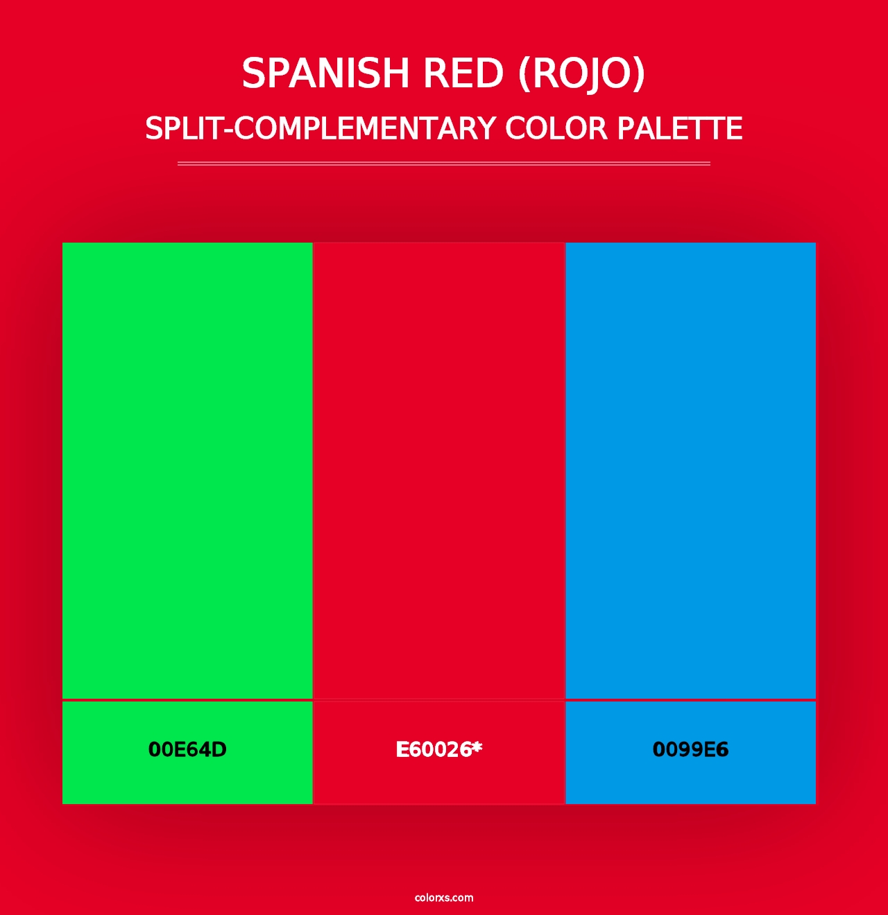 Spanish Red (Rojo) - Split-Complementary Color Palette