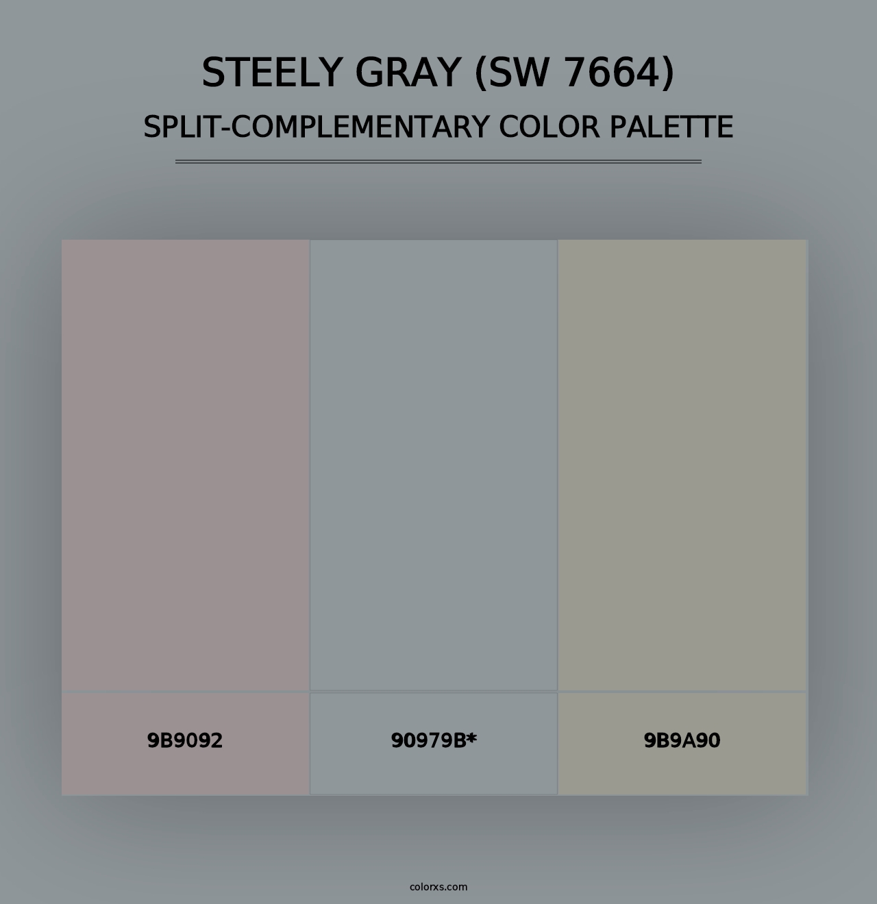 Steely Gray (SW 7664) - Split-Complementary Color Palette