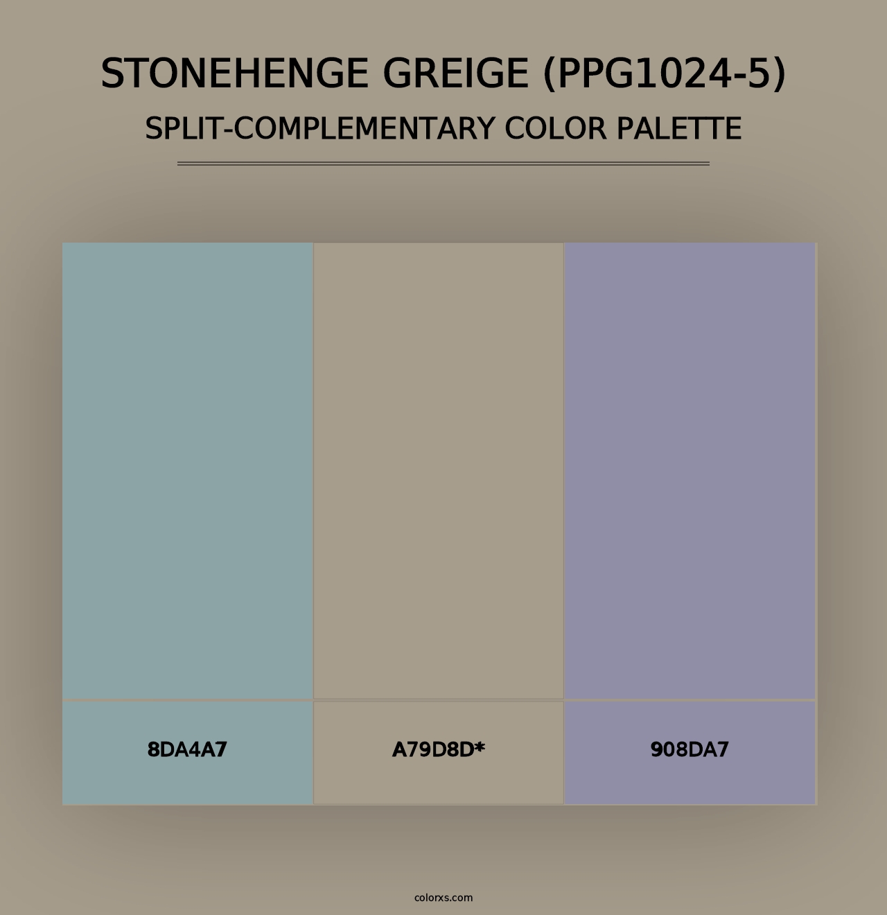 Stonehenge Greige (PPG1024-5) - Split-Complementary Color Palette