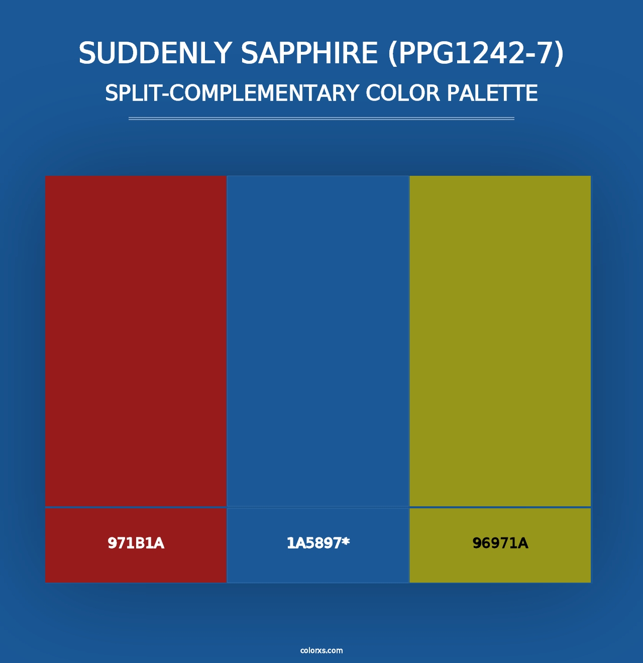 Suddenly Sapphire (PPG1242-7) - Split-Complementary Color Palette