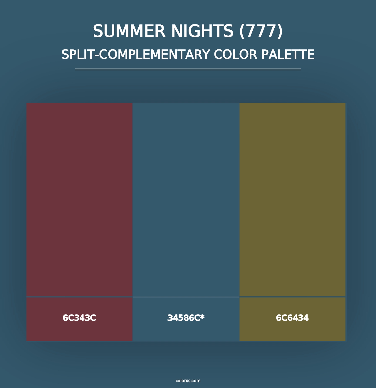 Summer Nights (777) - Split-Complementary Color Palette