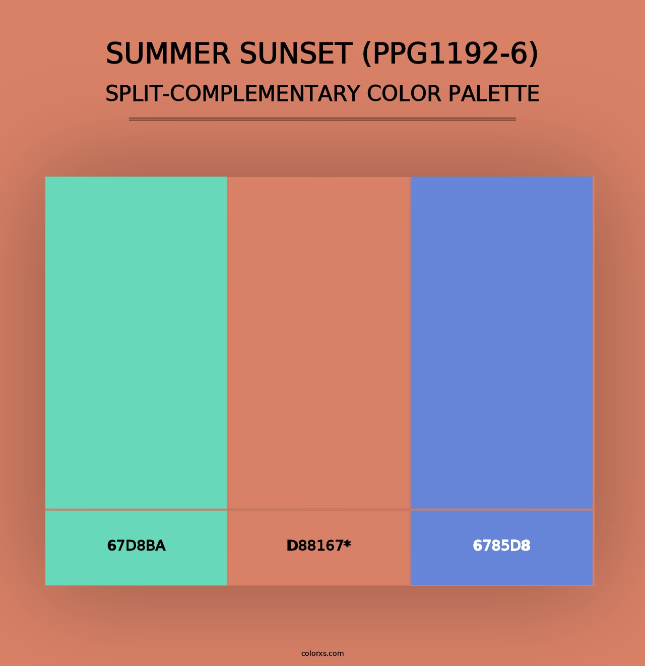 Summer Sunset (PPG1192-6) - Split-Complementary Color Palette