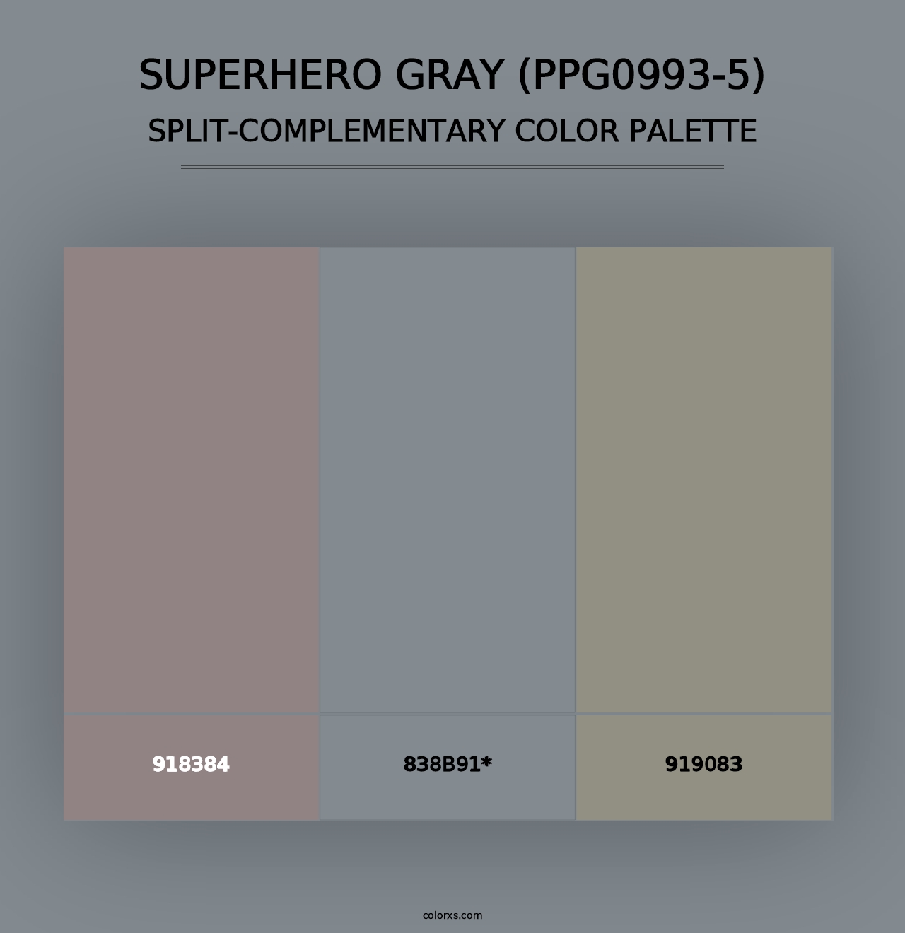 Superhero Gray (PPG0993-5) - Split-Complementary Color Palette