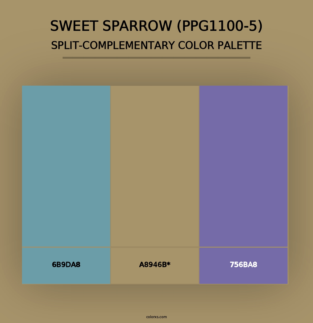 Sweet Sparrow (PPG1100-5) - Split-Complementary Color Palette