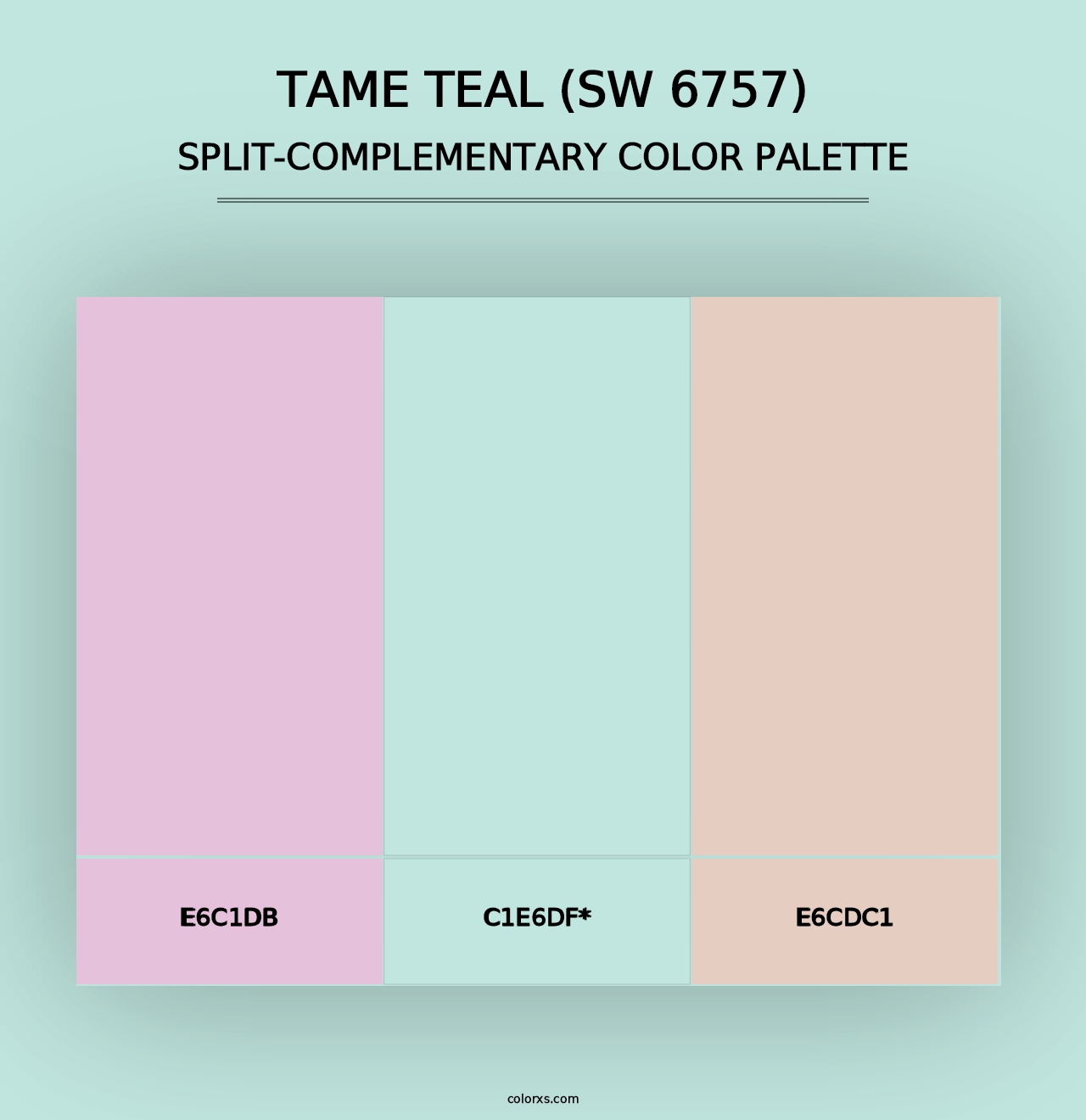 Tame Teal (SW 6757) - Split-Complementary Color Palette