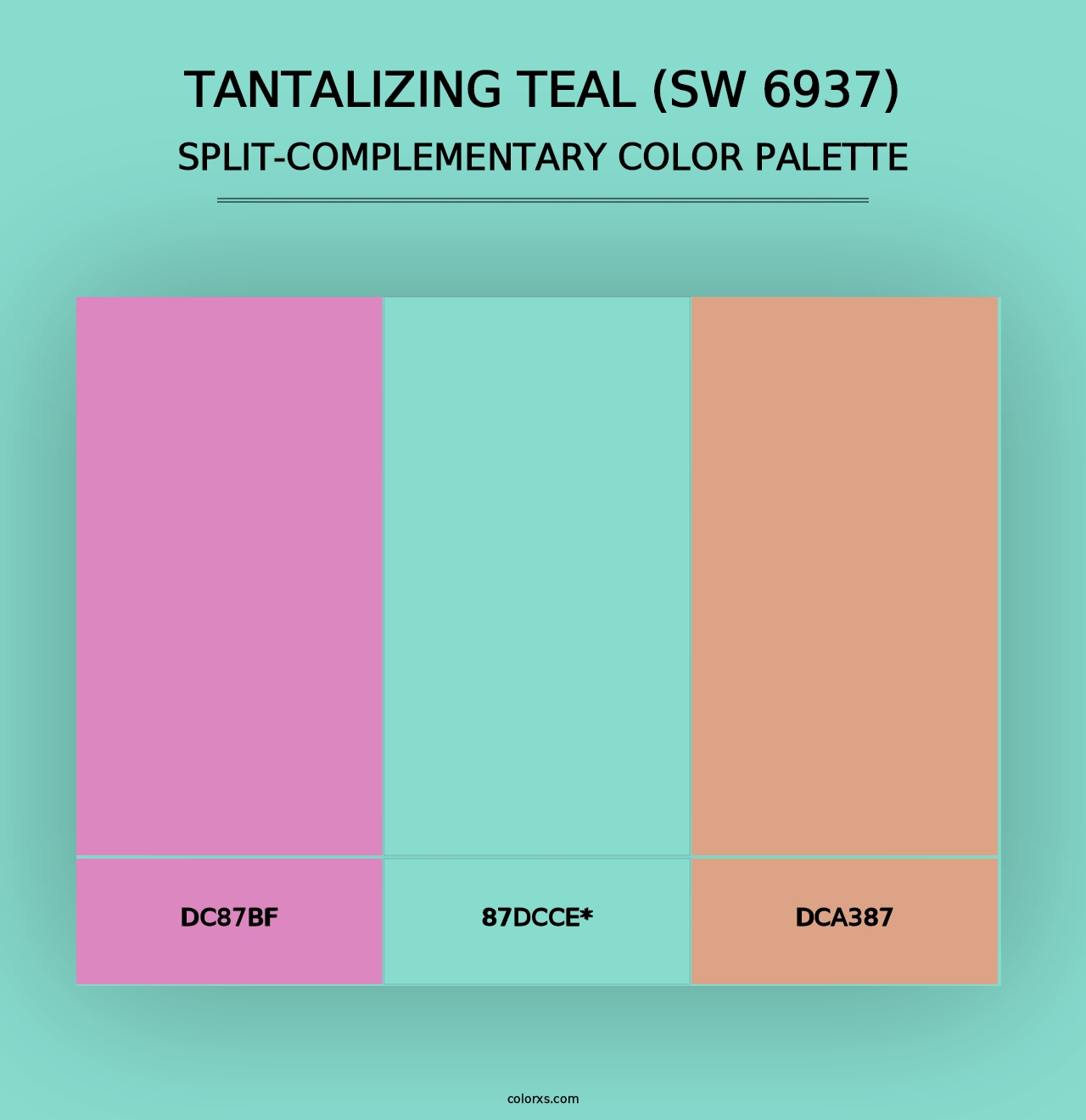 Tantalizing Teal (SW 6937) - Split-Complementary Color Palette