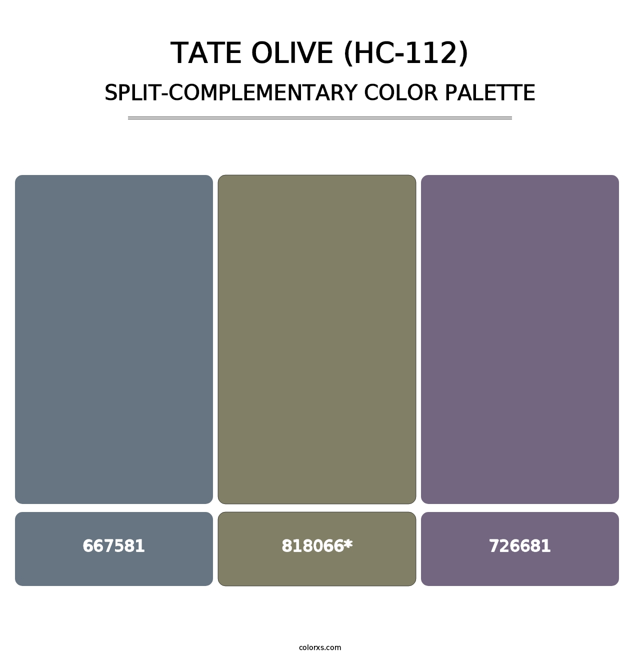 Tate Olive (HC-112) - Split-Complementary Color Palette