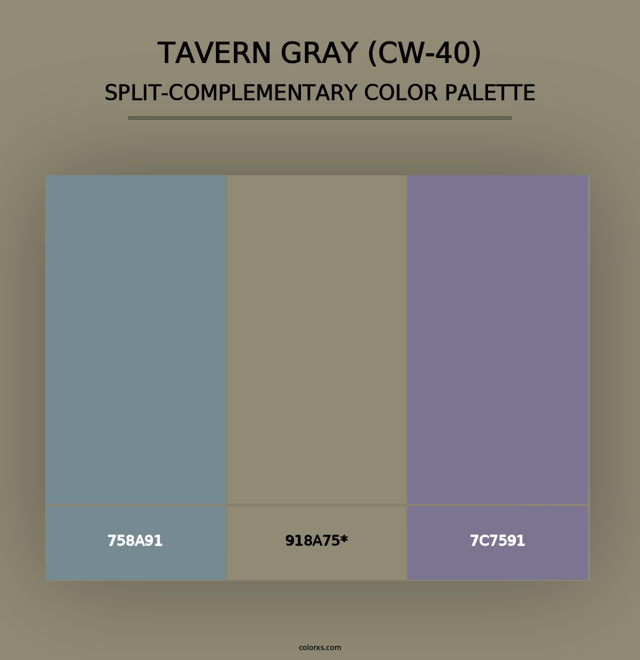 Tavern Gray (CW-40) - Split-Complementary Color Palette