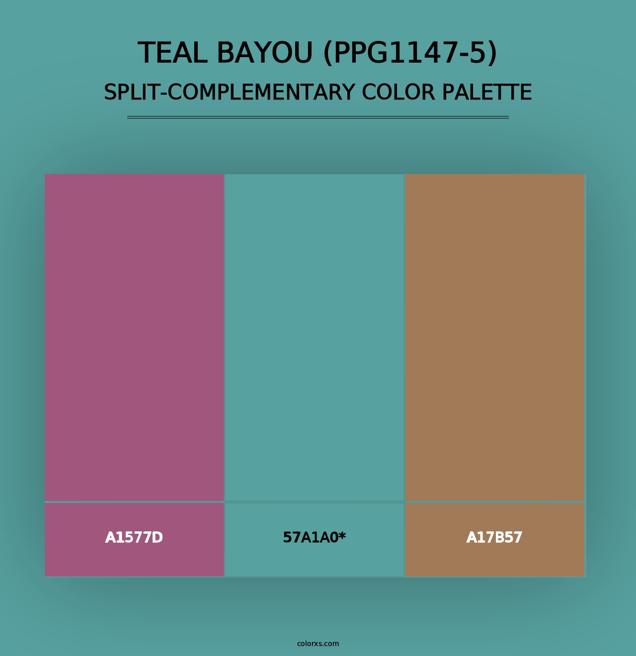 Teal Bayou (PPG1147-5) - Split-Complementary Color Palette