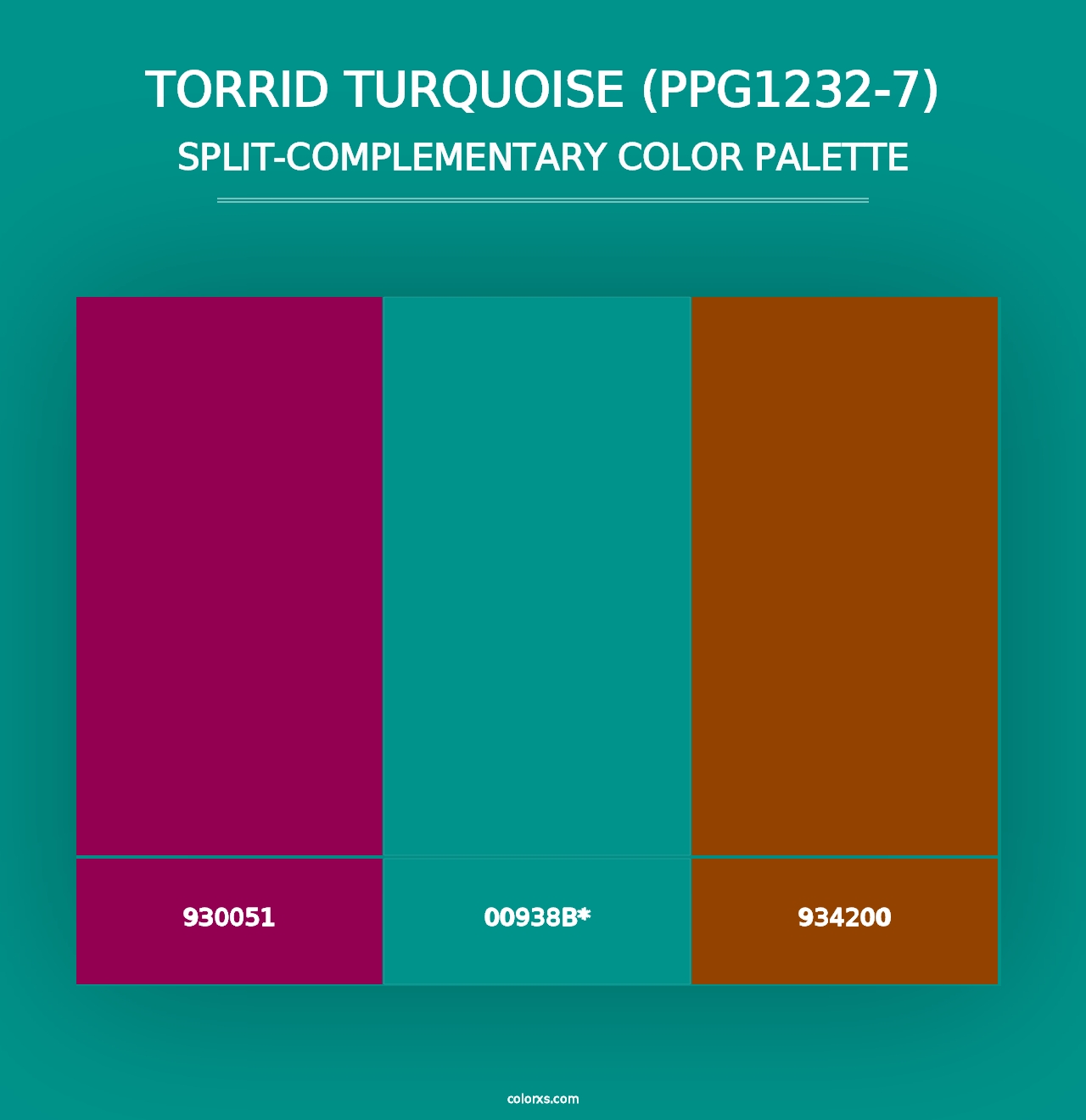 Torrid Turquoise (PPG1232-7) - Split-Complementary Color Palette