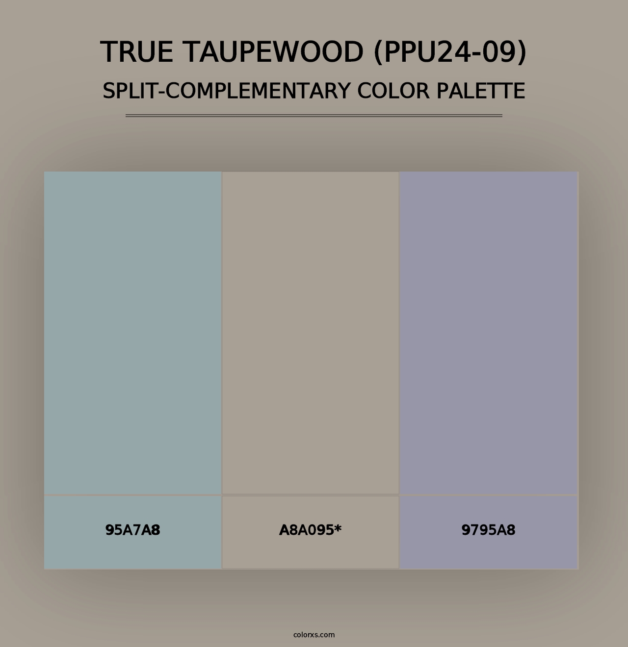 True Taupewood (PPU24-09) - Split-Complementary Color Palette