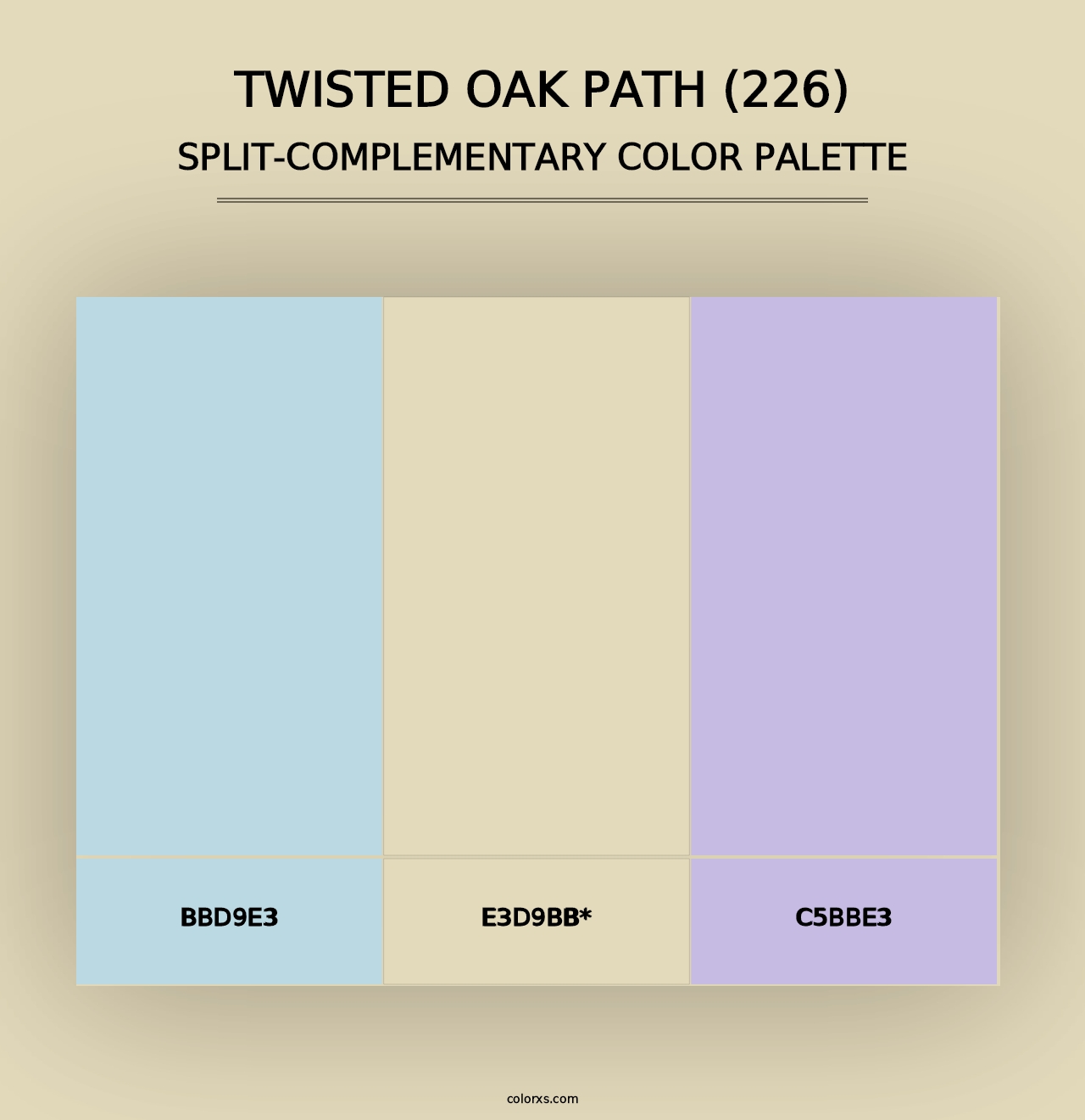 Twisted Oak Path (226) - Split-Complementary Color Palette