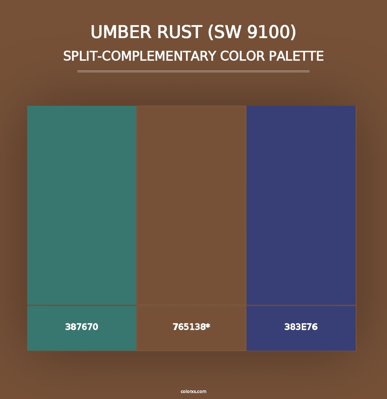 Umber Rust (SW 9100) - Split-Complementary Color Palette