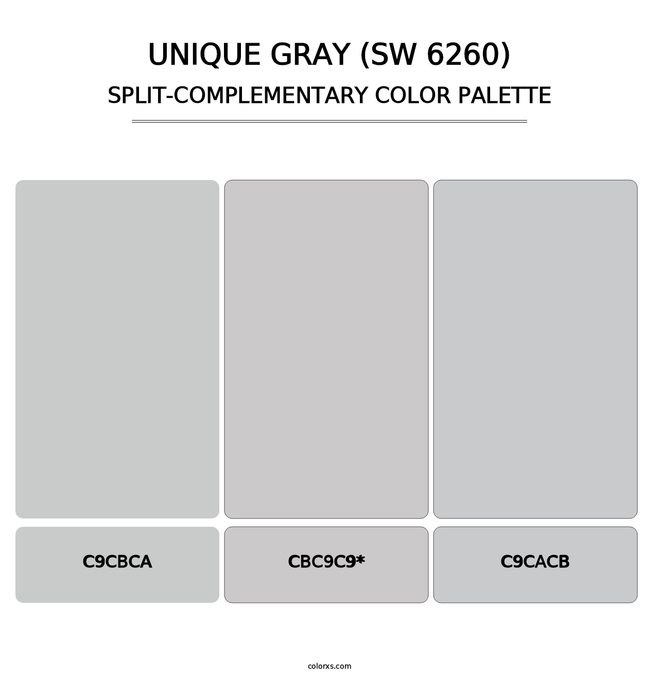 Unique Gray (SW 6260) - Split-Complementary Color Palette