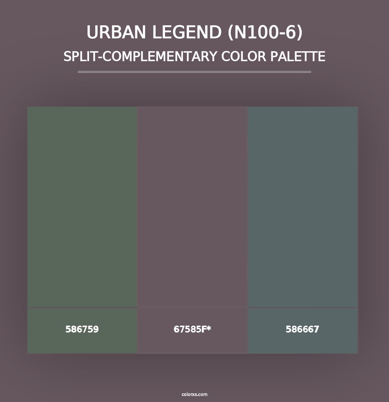 Urban Legend (N100-6) - Split-Complementary Color Palette