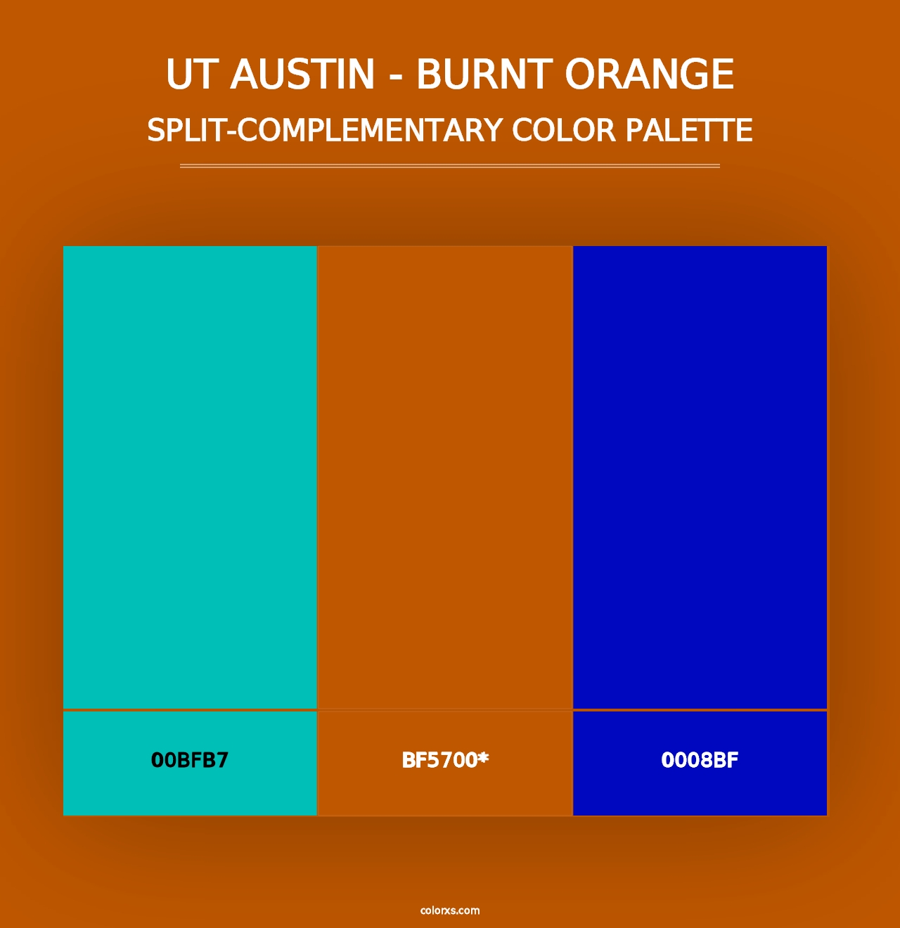 UT Austin - Burnt Orange - Split-Complementary Color Palette