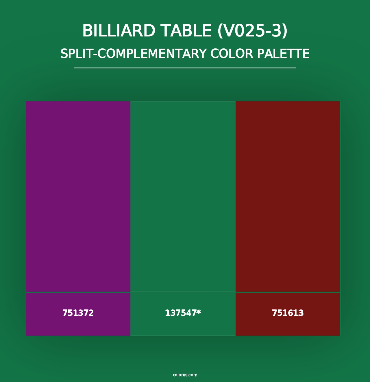 Billiard Table (V025-3) - Split-Complementary Color Palette