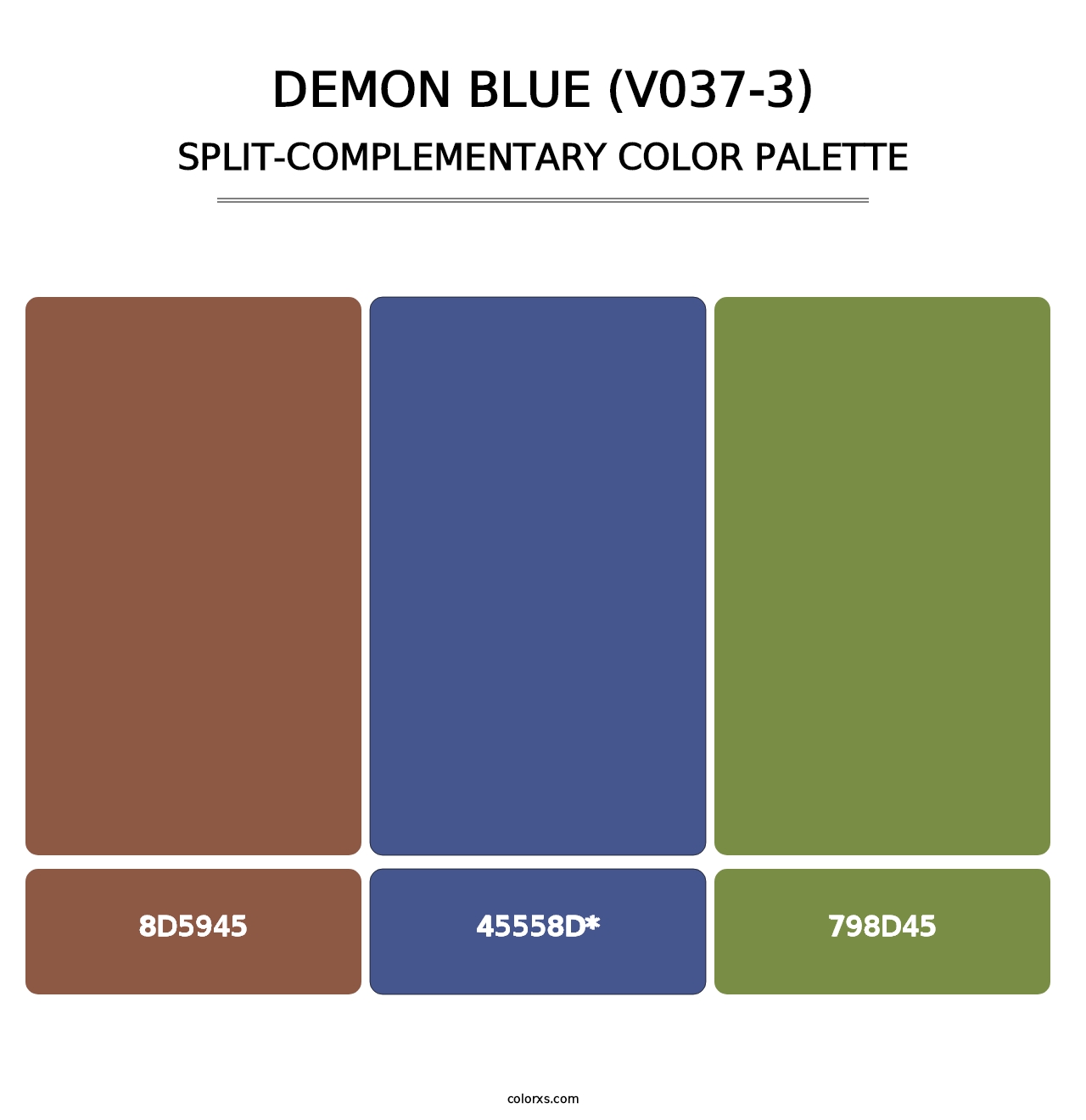 Demon Blue (V037-3) - Split-Complementary Color Palette