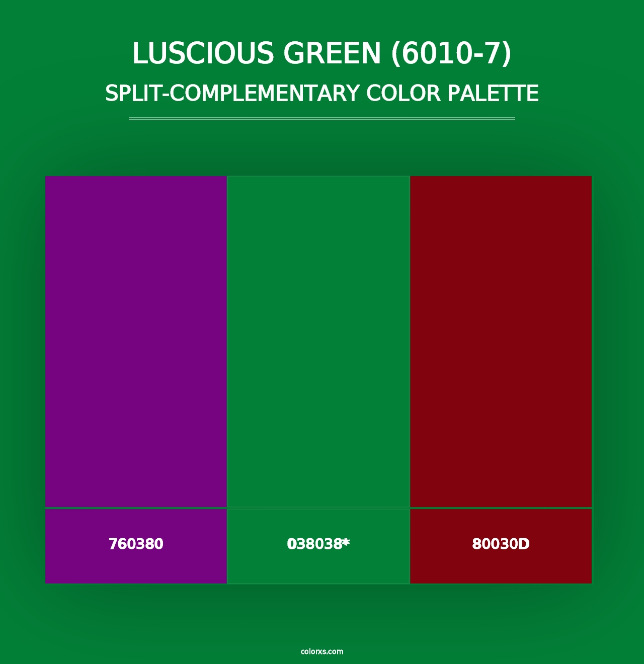 Luscious Green (6010-7) - Split-Complementary Color Palette