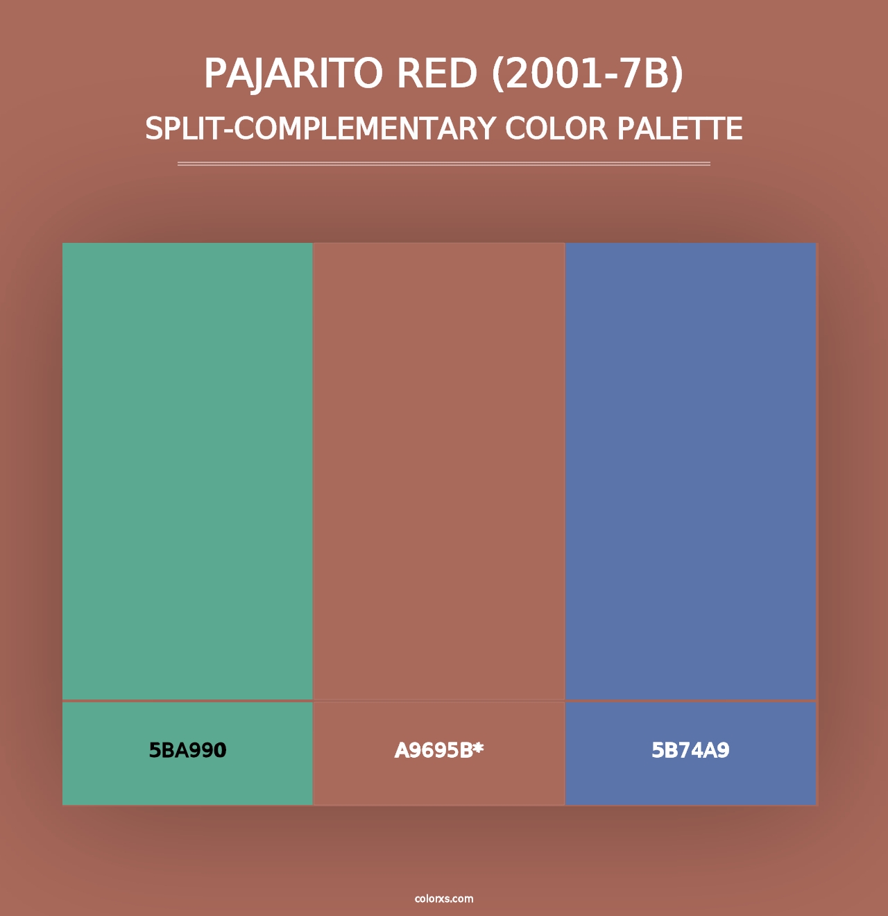 Pajarito Red (2001-7B) - Split-Complementary Color Palette