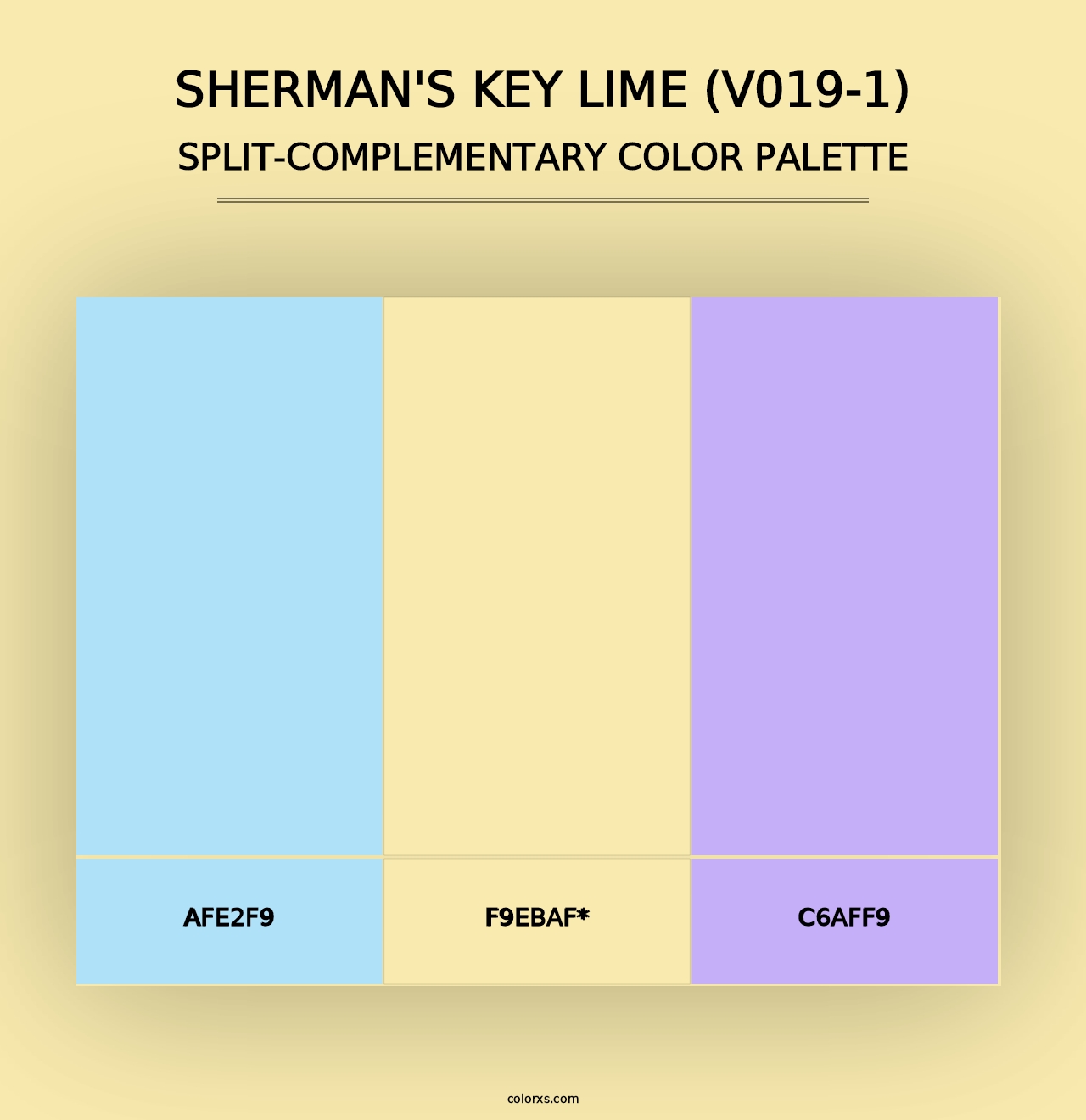 Sherman's Key Lime (V019-1) - Split-Complementary Color Palette