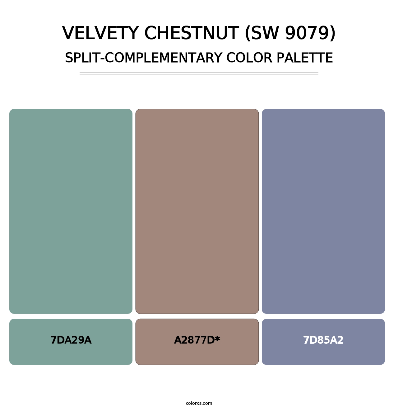 Velvety Chestnut (SW 9079) - Split-Complementary Color Palette