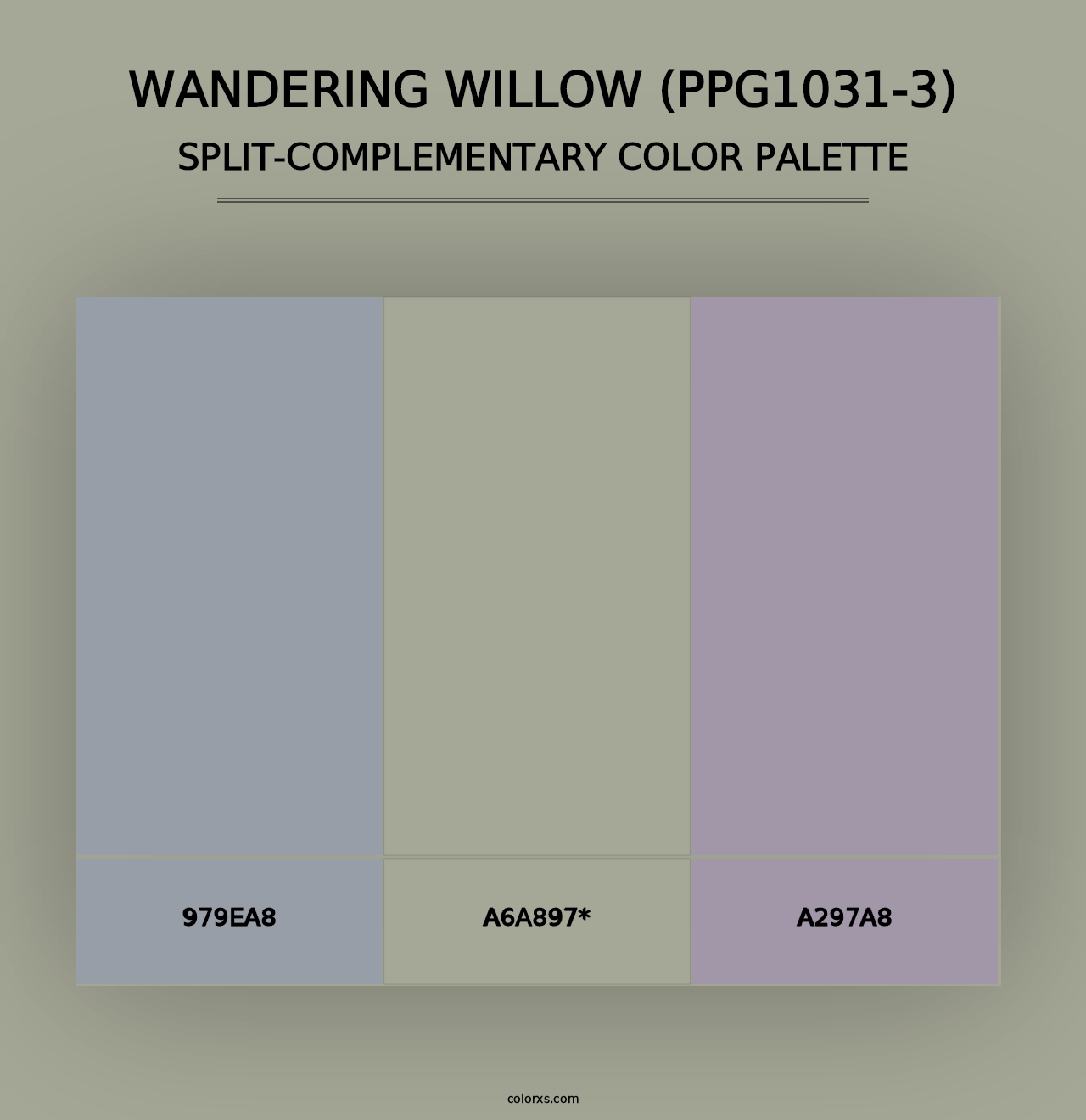 Wandering Willow (PPG1031-3) - Split-Complementary Color Palette