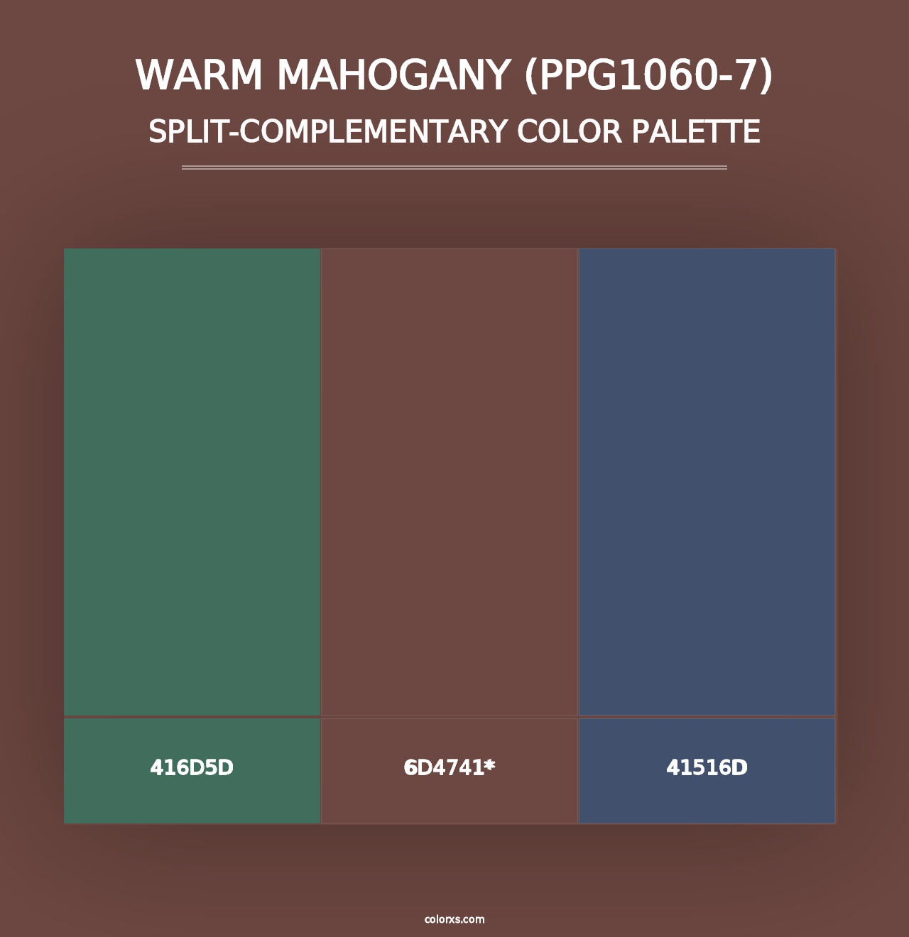 Warm Mahogany (PPG1060-7) - Split-Complementary Color Palette