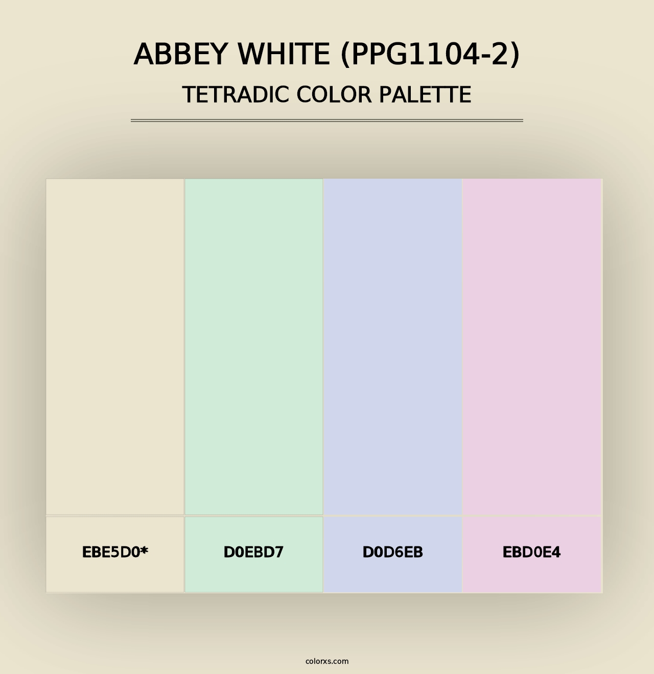 Abbey White (PPG1104-2) - Tetradic Color Palette