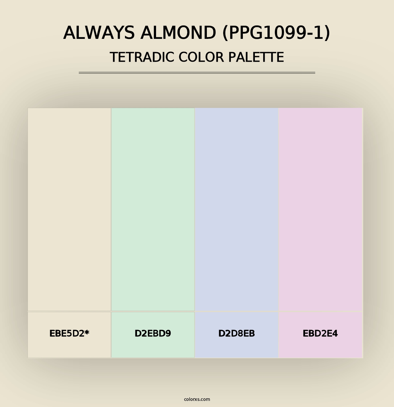 Always Almond (PPG1099-1) - Tetradic Color Palette