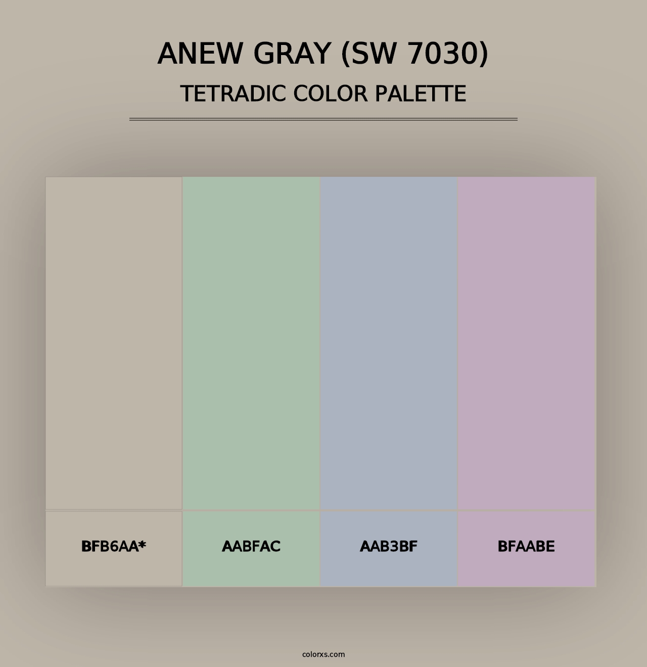 Anew Gray (SW 7030) - Tetradic Color Palette