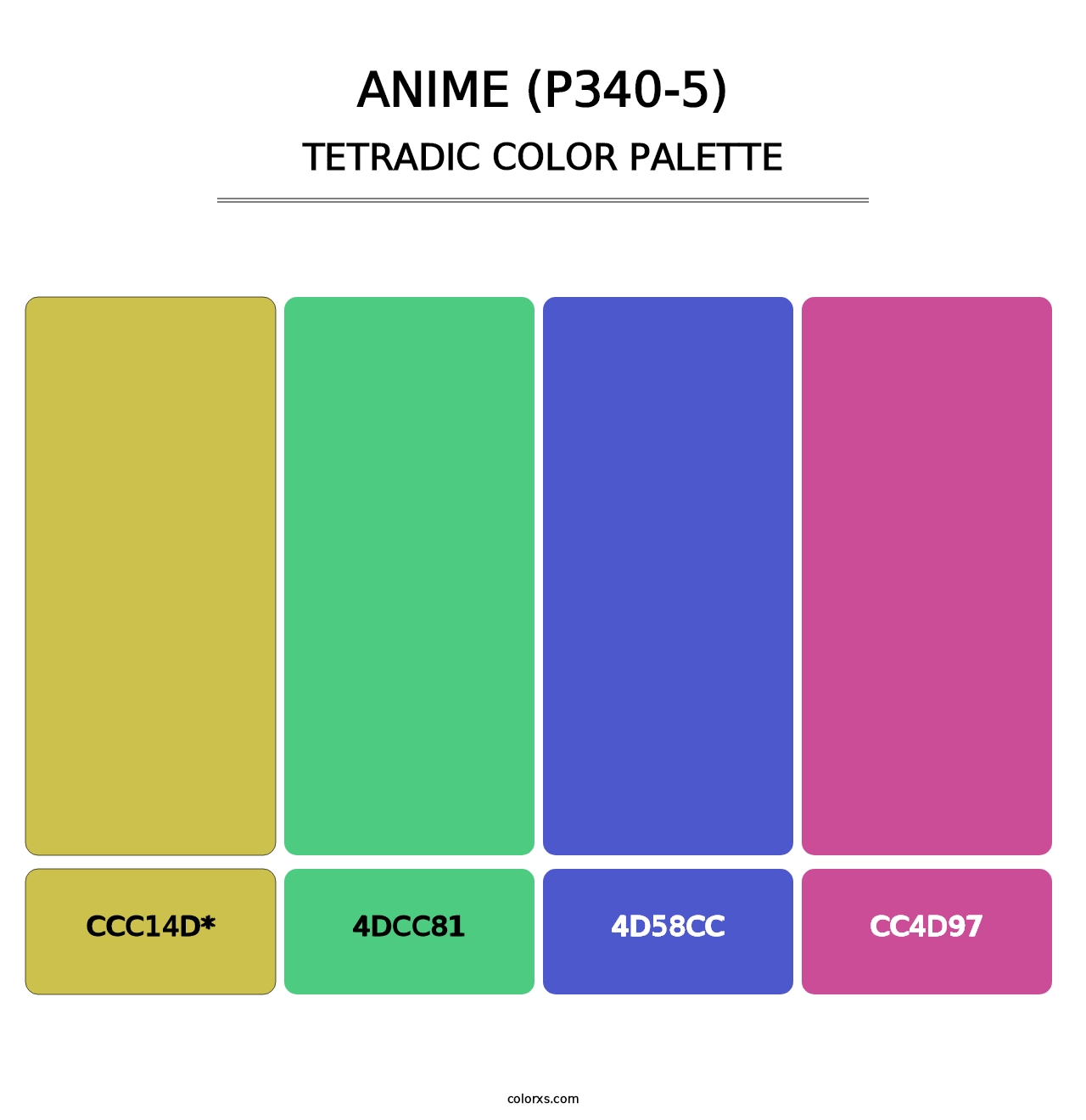 Anime (P340-5) - Tetradic Color Palette