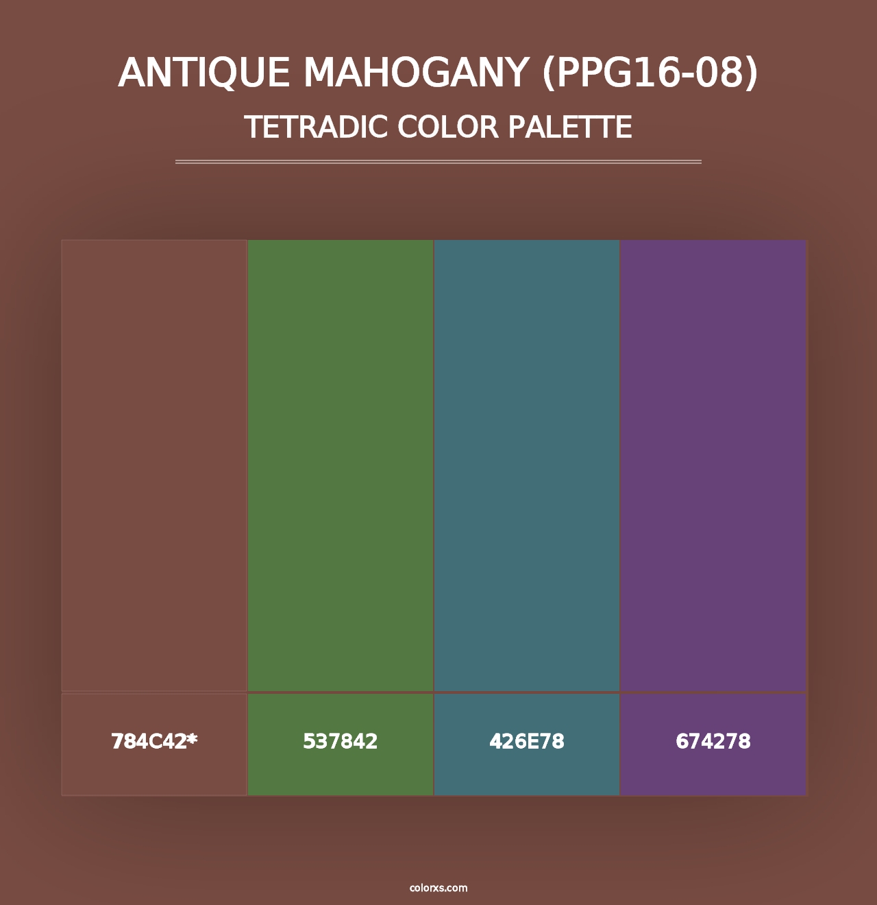 Antique Mahogany (PPG16-08) - Tetradic Color Palette